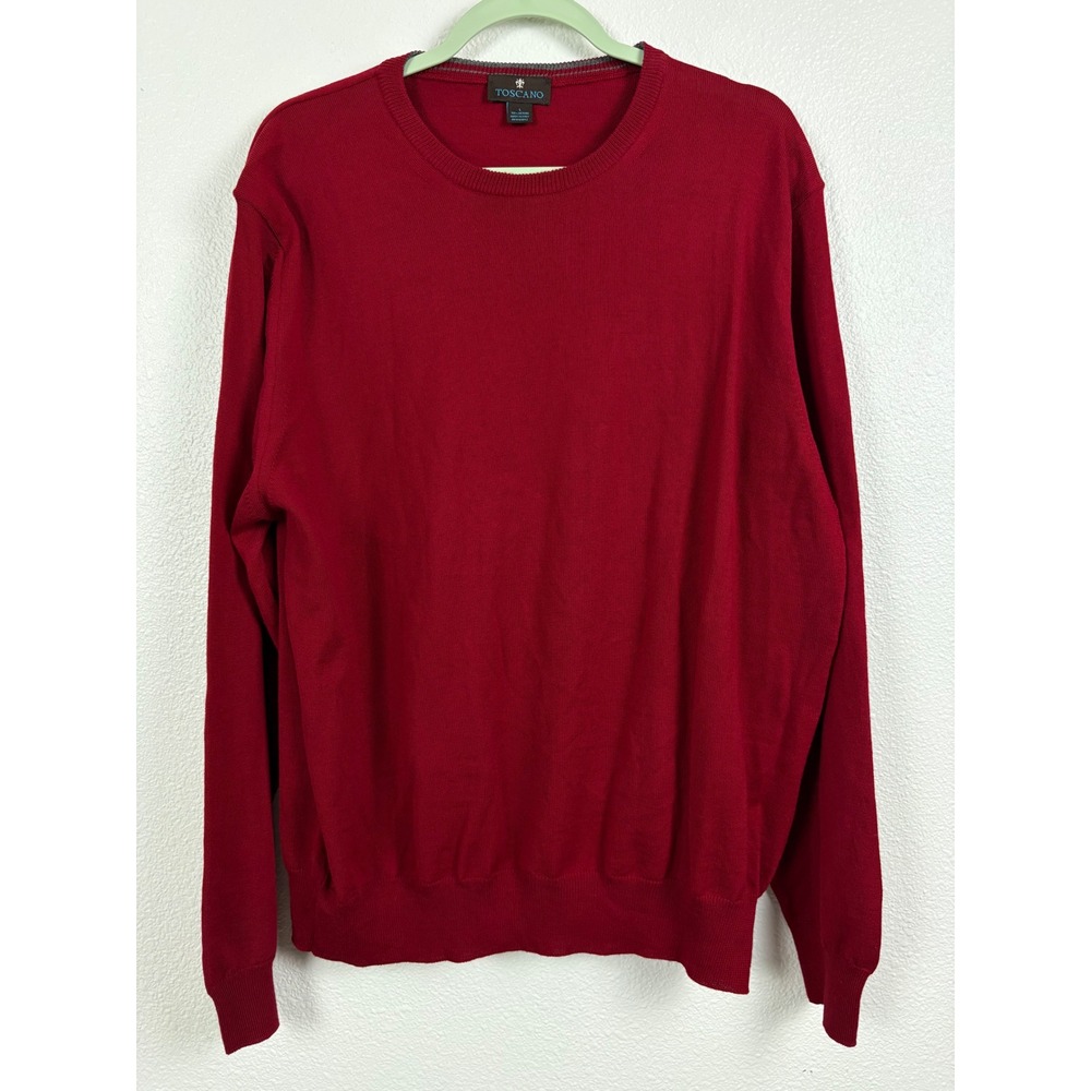 Toscano Patrick Assaraf Large Burgandy Red 100% Merino Wool Sweater Made Italy